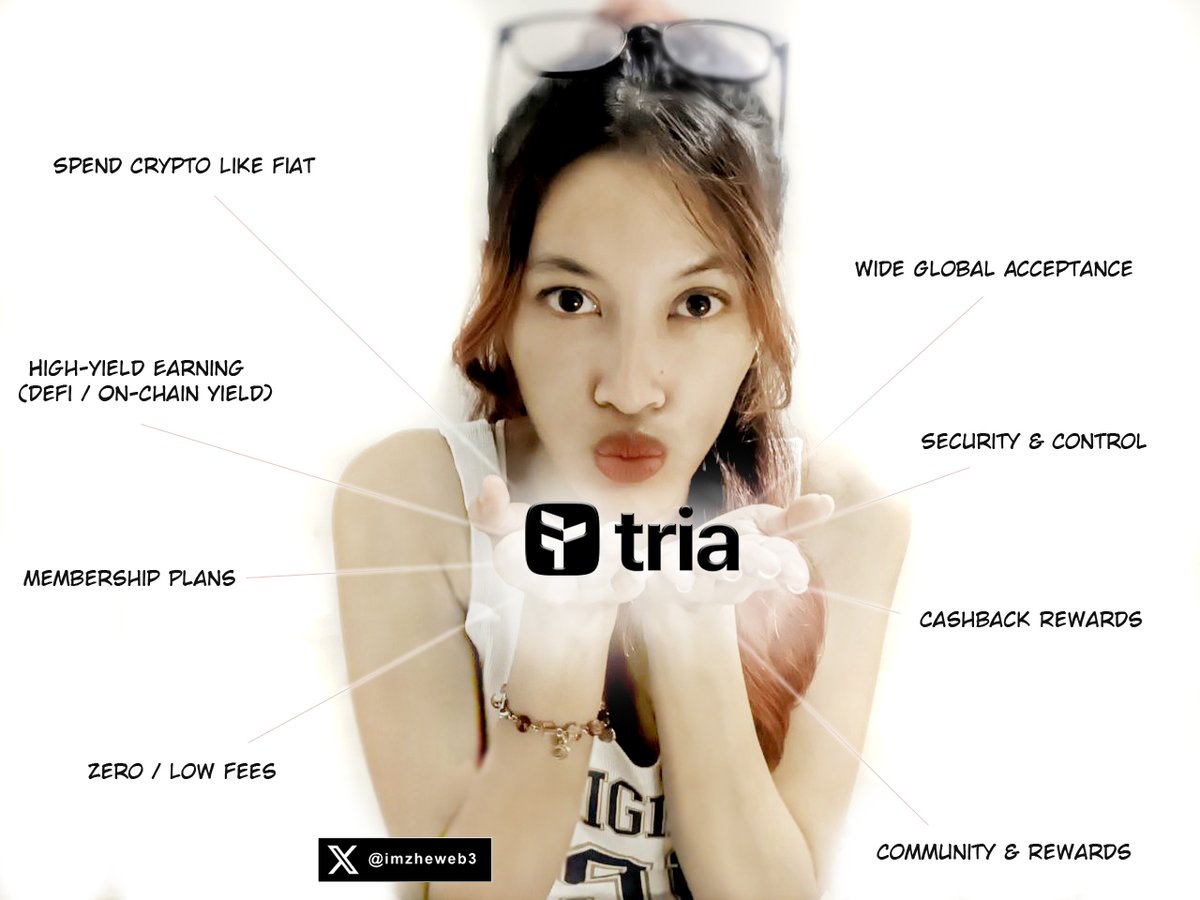 imzheweb3's tweet image. I have been using the Tria card, and it has many benefits. It&apos;s amazing how it makes everything easier.

What are the benefits? Let&apos;s take a look.

▪️ Spend Crypto Like Fiat
- You can load your Tria card with over 1,000+ crypto assets, and then spend them just like you would with…