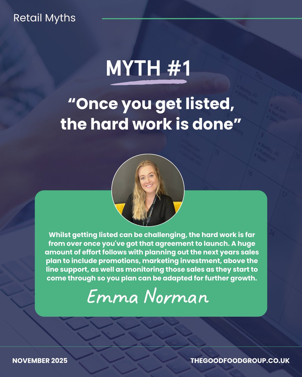 GoodFoodGroup_'s tweet image. We hear lots of retail myths, from "buyers only care about taste" to "once you're listed, you've made it."

So, this week we've asked the team to break down what's really true when it comes to getting into retail.

Swipe through to see the biggest myths  👉
