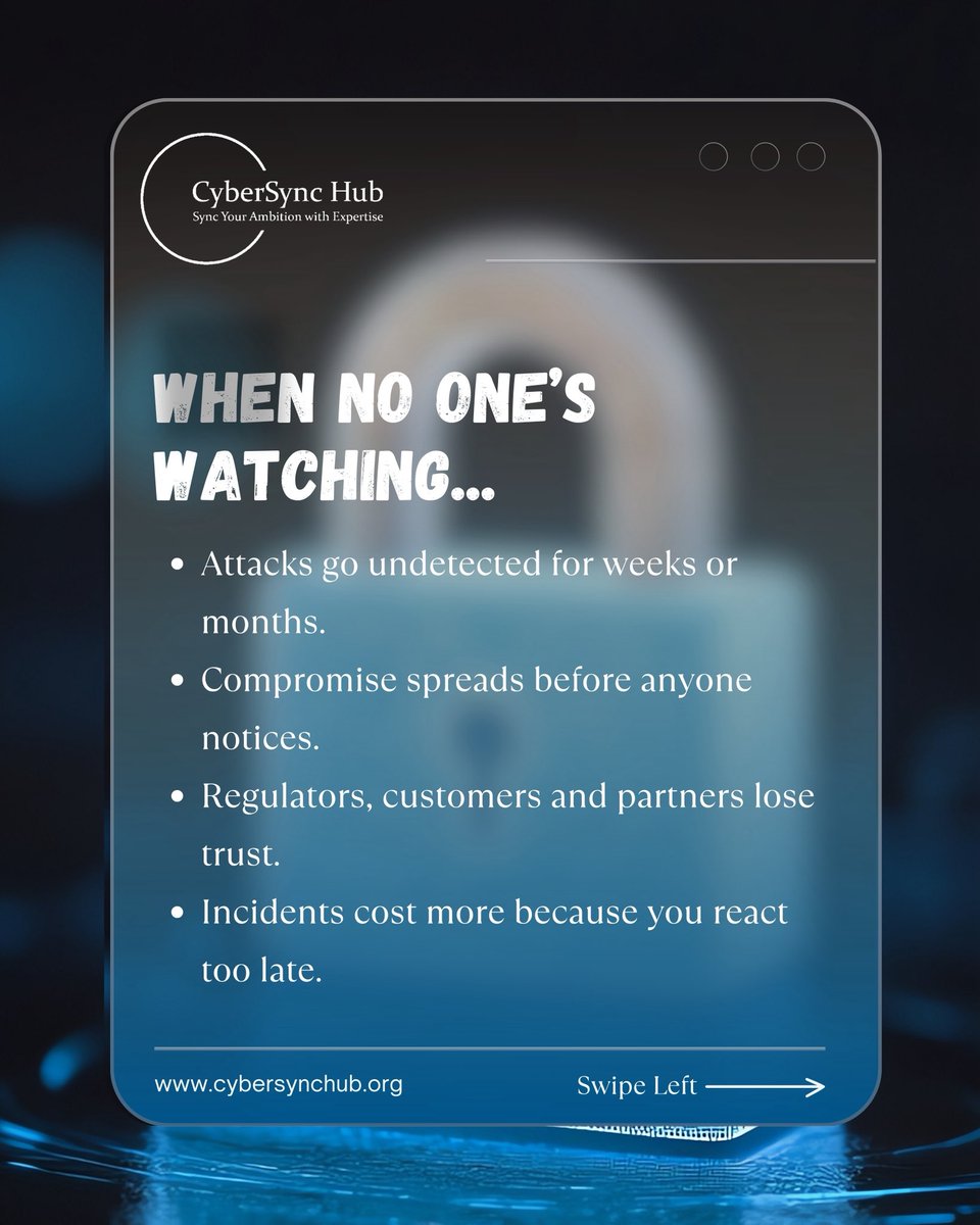 CyberSyncHub's tweet image. Security monitoring isn’t optional anymore. 

If no one’s watching, threats slip through and you pay in fines and damaged reputation. Book a 24/7 monitoring assessment today.

#cybersecurity #securitymonitoring #infosec #CyberSyncHub