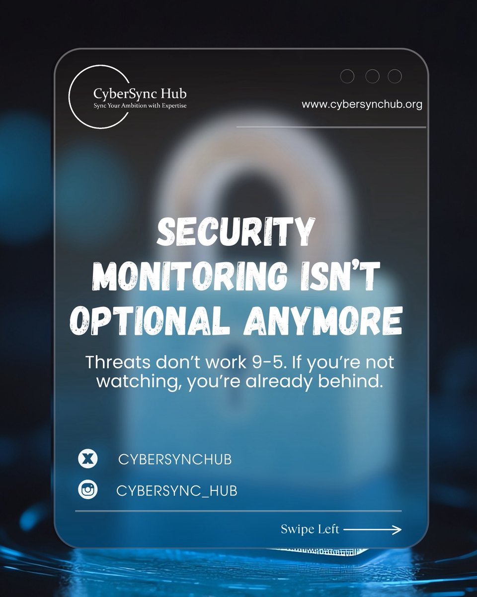 CyberSyncHub's tweet image. Security monitoring isn’t optional anymore. 

If no one’s watching, threats slip through and you pay in fines and damaged reputation. Book a 24/7 monitoring assessment today.

#cybersecurity #securitymonitoring #infosec #CyberSyncHub