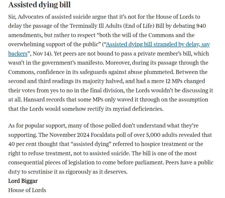 christianorguk's tweet image. Times letters: Assisted dying bill
thetimes.com/comment/letter…