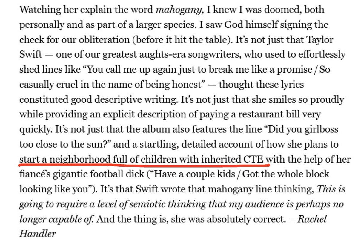 Marsspace17_'s tweet image. .@rachel_handler What an utterly bizarre and cruel thing to say, making sweeping ableist statements and attacking Taylor Swift’s unborn children. You claim to be against a “cultural decline” yet writers like you and outlets like Vulture are major contributors to said decline.