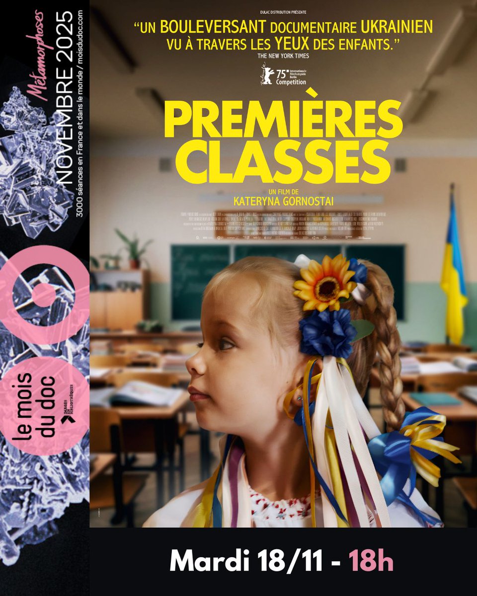 𝐌𝐚𝐫𝐝𝐢 𝟏𝟖 𝐧𝐨𝐯𝐞𝐦𝐛𝐫𝐞 2025 au centre culturel La Fabrique, soirée spéciale autour de la création documentaire ukrainienne dans le cadre du mois du doc : 18h projection du film "Premières classes" et 20h30 "À 2000 mètres d'Andriivka". 
#cinéma #documentaire #saintastier