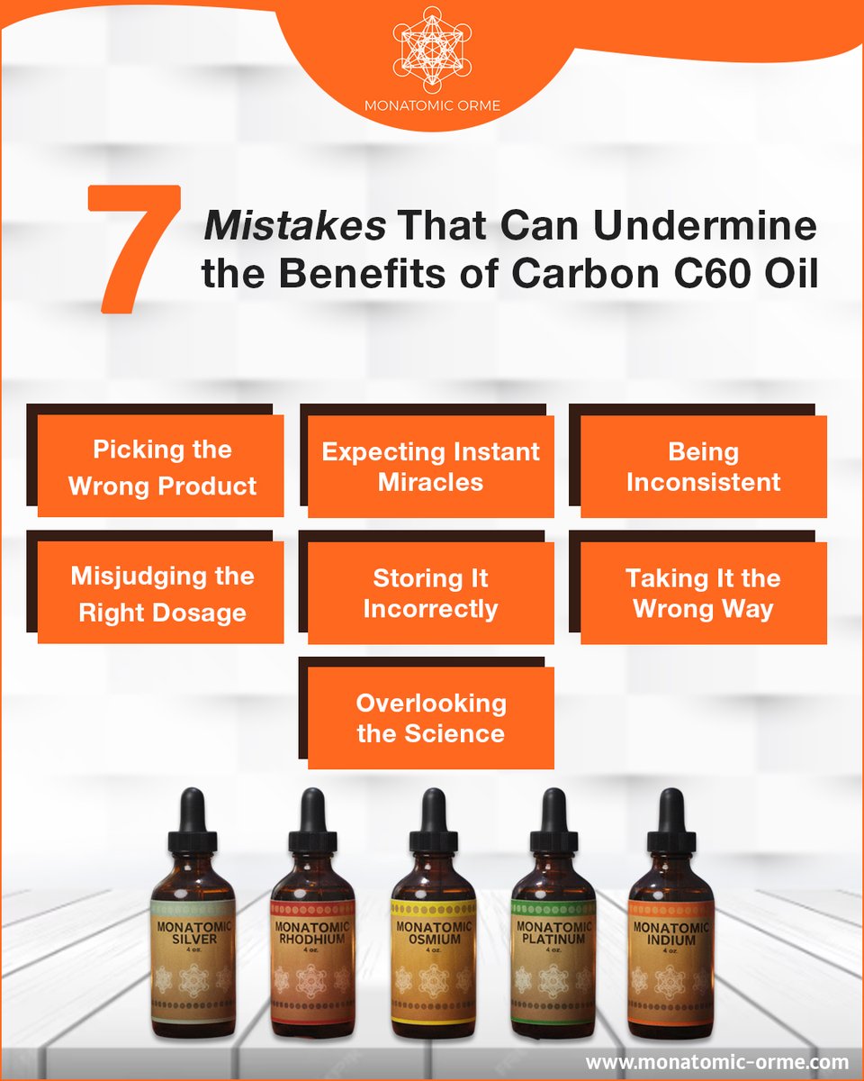 Maximize the benefits of Carbon C60 oil by avoiding common mistakes! 
monatomic-orme.com/products/ultra…

#C60Oil #CarbonC60 #Antioxidants #HolisticHealth #MonatomicGold #MonatomicOrme