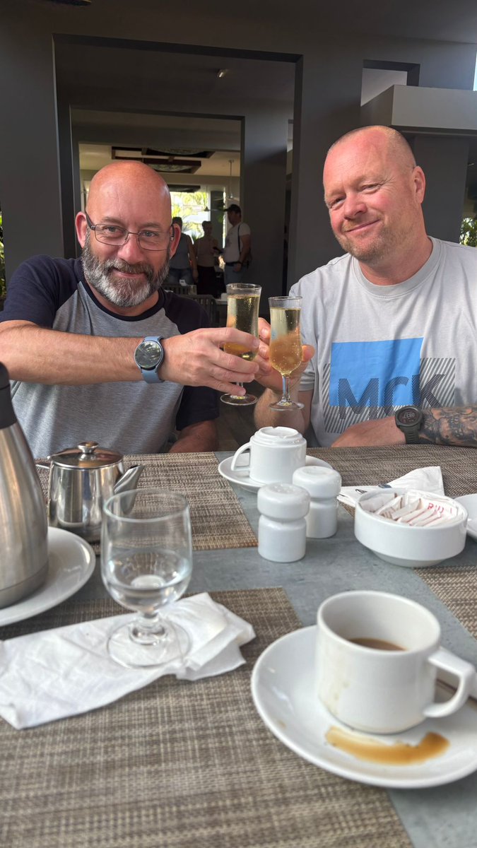 Bronski Beat having prosecco for breakfast 🕺- its me and my mate Mick 😀🌞