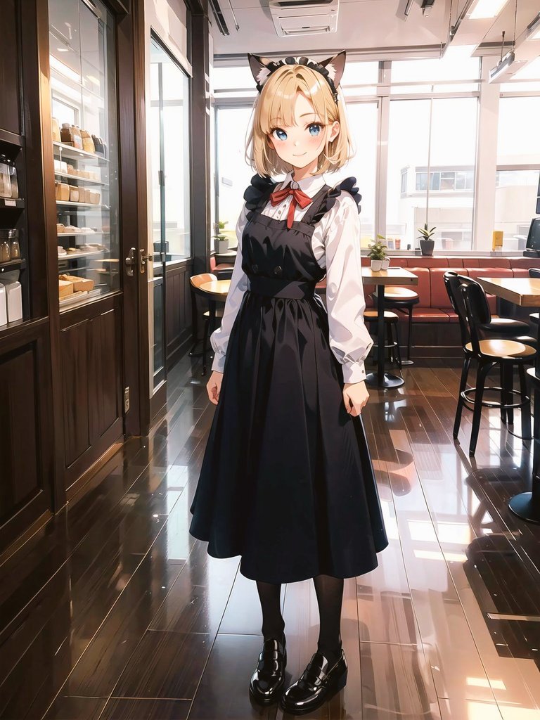 【猫カフェオープンします♪】
いらっしゃいませ、
猫カフェへようこそ♪

今日もお仕事お疲れ様でした♪
それではテーブルまでご案内いたしますね。
今夜もゆっくりしていってくださいね♪
#AIイラスト #AIイラスト部 ＃ネコ耳