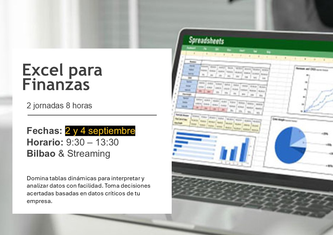 Elkargi_SGR's tweet image. EXCEL PARA FINANZAS
✅Domina tablas dinámicas para interpretar y analizar datos con facilidad.
✅Detecta tendencias clave y obtén información valiosa de tus datos.
✅Toma decisiones acertadas basadas en datos críticos de tu empresa.
🗓️2/12 Bilbao 9:30
💻 n9.cl/ab5d2