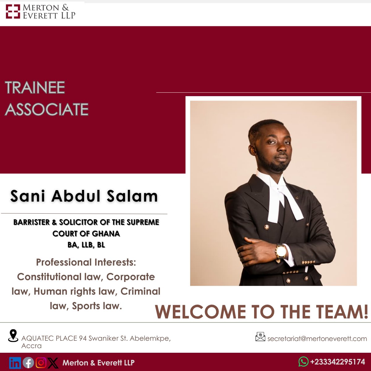 MertonEverett's tweet image. Please join us in giving a warm welcome to the newest members of the Merton &amp;amp; Everett LLP family. We’re excited to grow together and continue delivering excellence. Stronger, smarter, and united. #WelcomeAboard #TeamMertonEverett #NewBeginnings