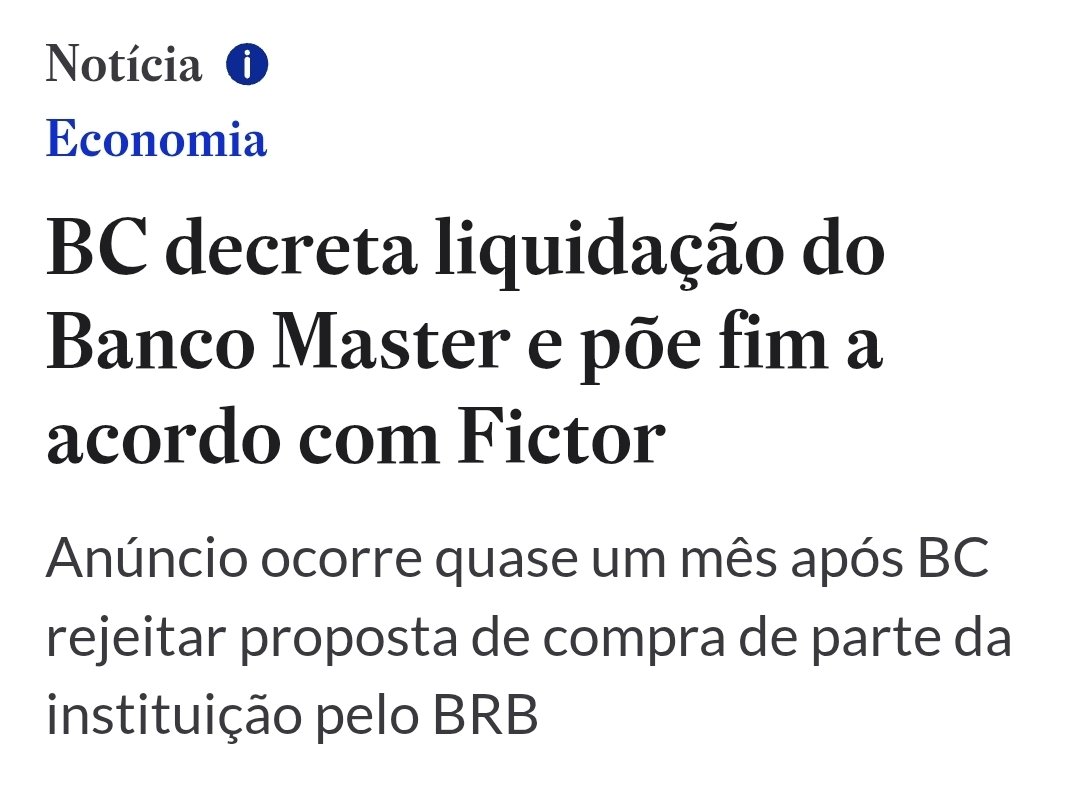 Tentaram empurrar o peixe podre para a conta do povo de Brasília. Um crime contra o Distrito Federal. Mas ainda há muito a ser apurado nas "operações preparatórias" entre o BRB e o Master. Esse peixe ainda vai feder muito. Parabéns ao <a href="/BancoCentralBR/">Banco Central BR</a> !