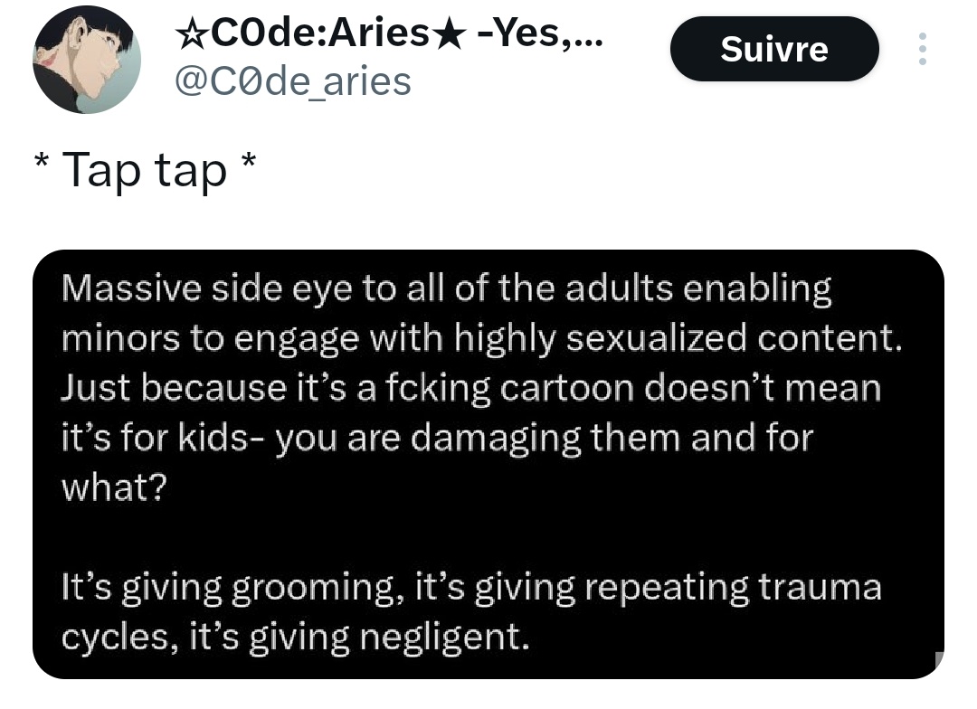 VaanMog's tweet photo. pov tu accuses des queers d'être pédophiles, pov tu es le même genre de personnes anti-kink aux prides, pov tu as les arguments des fachos "mais c'est pour protéger les enfants 🥺🥺🥺" https://t.co/jH893bB2fR