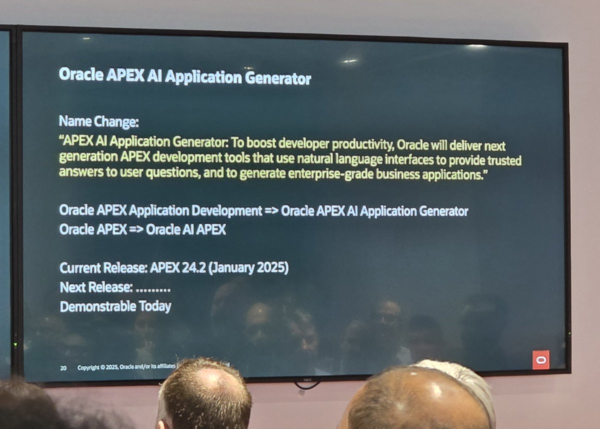 RCDacre's tweet image. Roadmap for #orclapex and AI