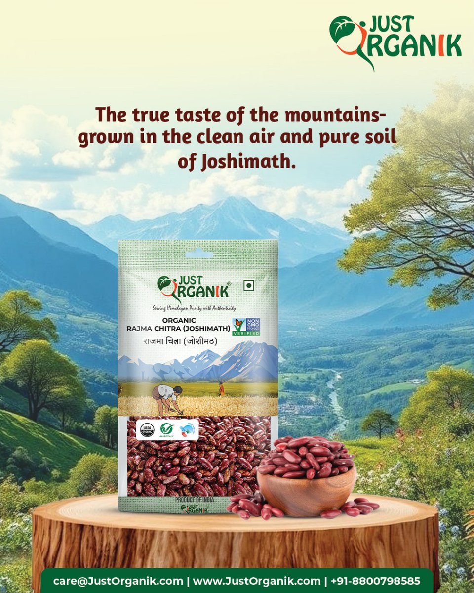 Grown where the Ganga begins its journey, #justorganik Joshimath Rajma Chitra is shaped by its climate, soil and the people who protect it. That’s why it tastes uniquely pure.
Read more here  - justorganik.com/index.php/2025… 
#farqtohai