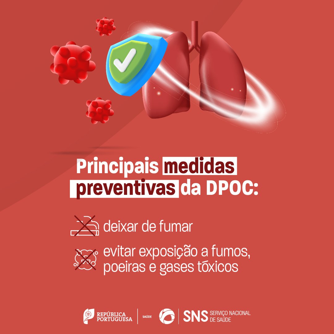 SNS_Portugal's tweet photo. Sabia que o fumo dos cigarros é a principal causa da Doença Pulmonar Obstrutiva Crónica (DPOC)? Proteja-se! #Saúde #SNS #DoençaPulmonarObstrutivaCrónia #DPOC
©👉 Sociedade Portuguesa de Pneumologia https://t.co/tFYjfFUOpk