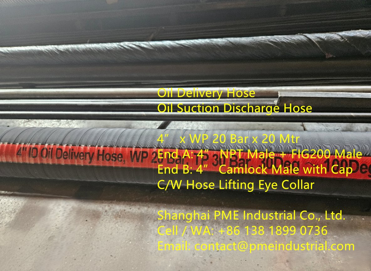 sh_pme's tweet image. Oil Delivery Hose / Suction Discharge Hose
4” x WP 20 Bar x 20 Mtr
4” NPT Male + FIG200 Male
4” Camlock Male with Cap 
Lifting Eye Collar
pmeindustrial.com/4-inch-40-bar-…

#OilDeliveryHose #OilSuctionDischargeHose #4inchCamlockHose #WP20Bar #HoseLiftingEyeCollar #SoutheastAsiaOilTransfer