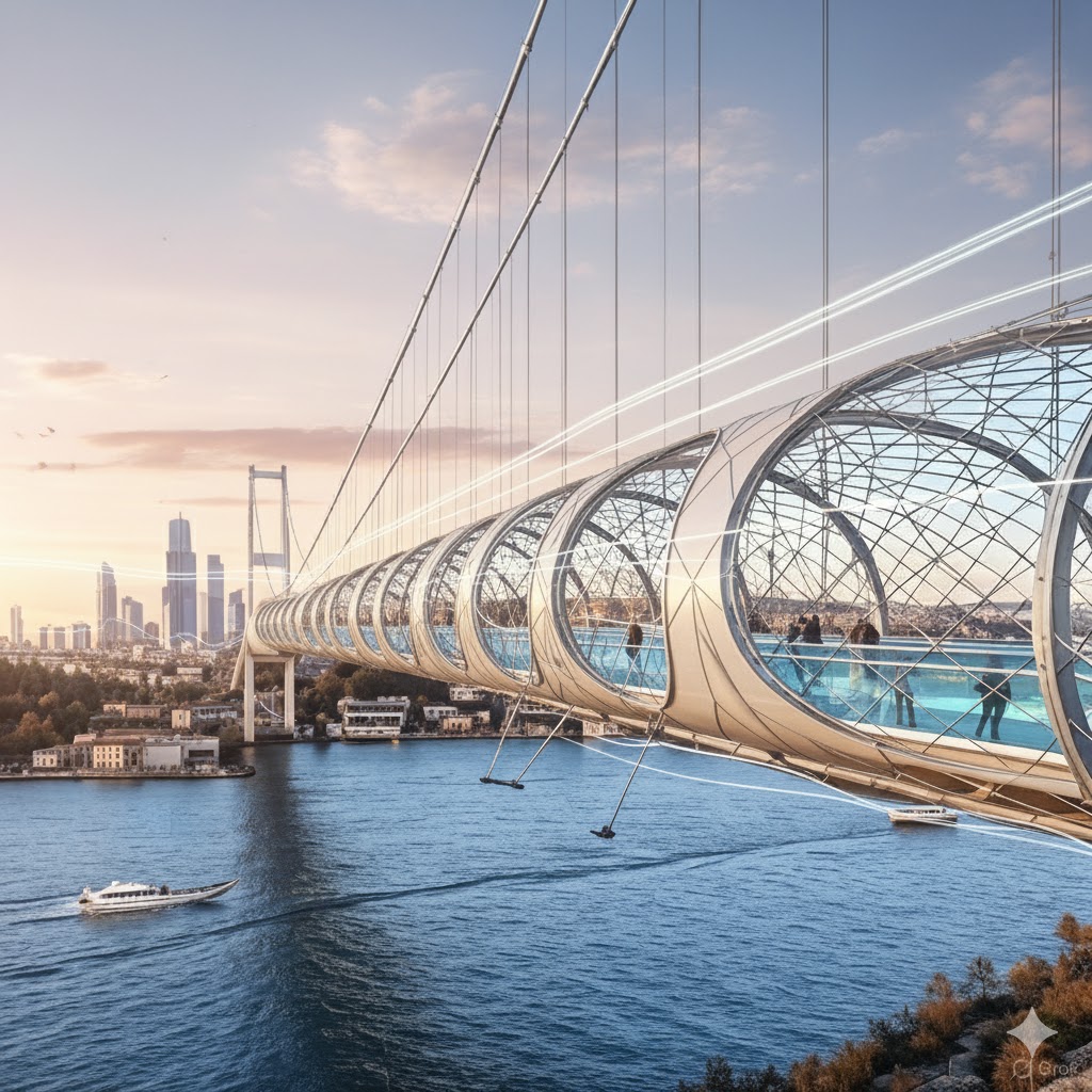 İstanbul Boğazı Avrupa ve Anadolu yakası'nın, böyle bir yaya köprüye ihtiyacı olduğunu düşünerek, bu fikri ortaya atıyorum,hadi yapalım.