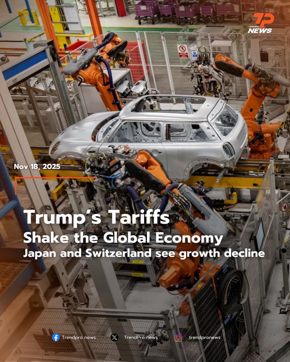 TrenproG29739's tweet photo. 📉 “Trump’s Tariffs Shake the Global Economy” — Japan and Switzerland See Growth Slip as Trade Pressures Intensify

Read more in the comment.

#Trendpro #TrendproGlobal #TrendproNews #TrumpTariffs #GlobalEconomy #Japan #Switzerland #TradeWar #MarketUpdate https://t.co/g6Uirf9u5E