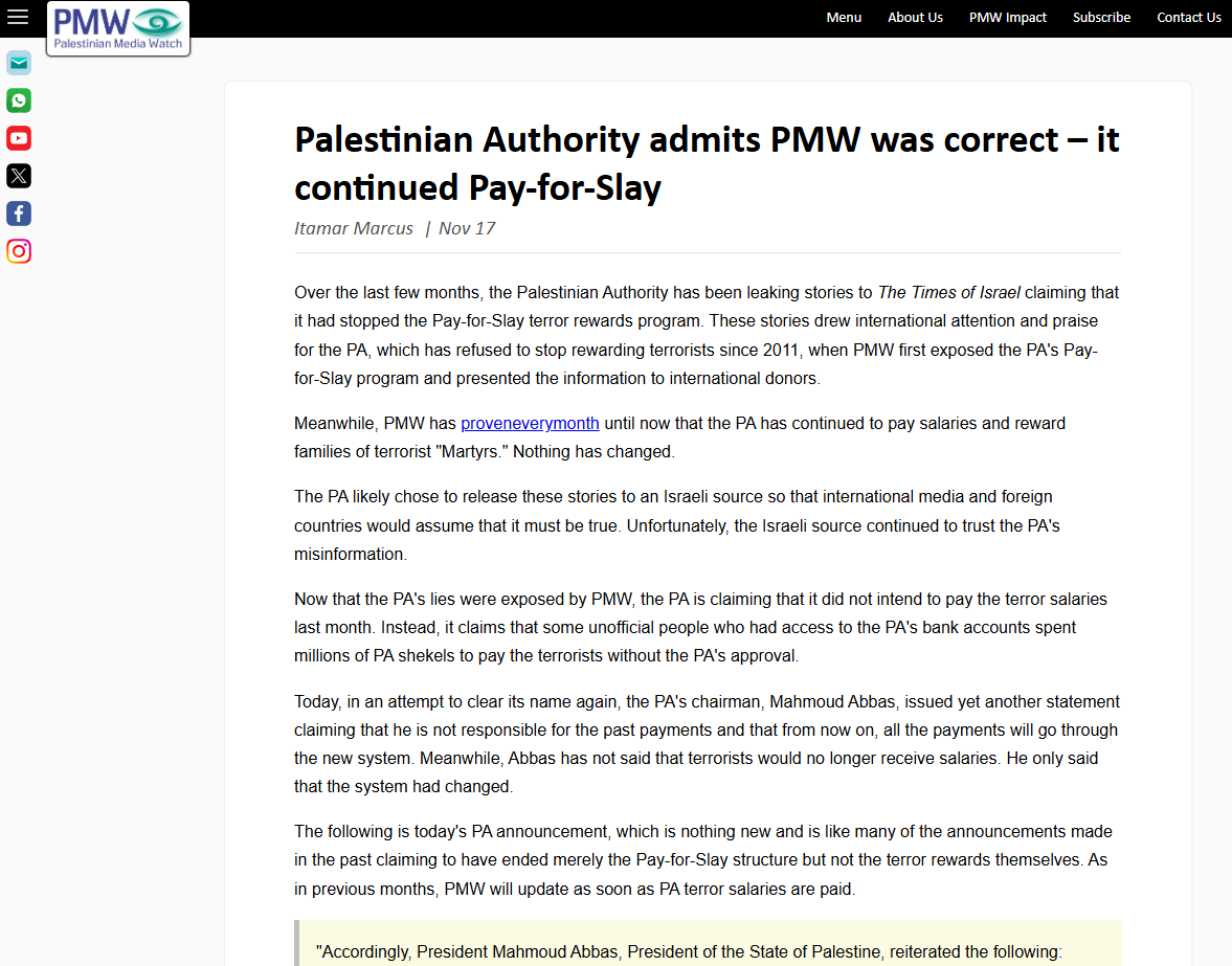 IsraelinGermany's tweet image. Terroristen erhalten seit Jahrzehnten Geld von der Palästinensischen Autonomiebehörde für Anschläge. Je mehr Israelis dabei getötet wurden, desto höher die Terrorrente. Das ist für viele ein Weg aus der Armut durch Terror. Das Ende dieser Politik ist eine Bedingung für Frieden.…