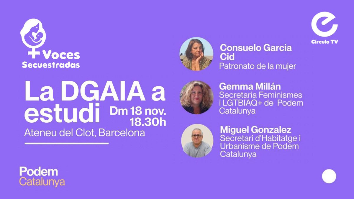 Esta tarde a las 18h30, podrán seguir el acto de <a href="/podem_cat/">PODEM</a>
"La DGAIA a estudi" a través de este canal por YouTube 

youtube.com/live/51bKOyFpG…