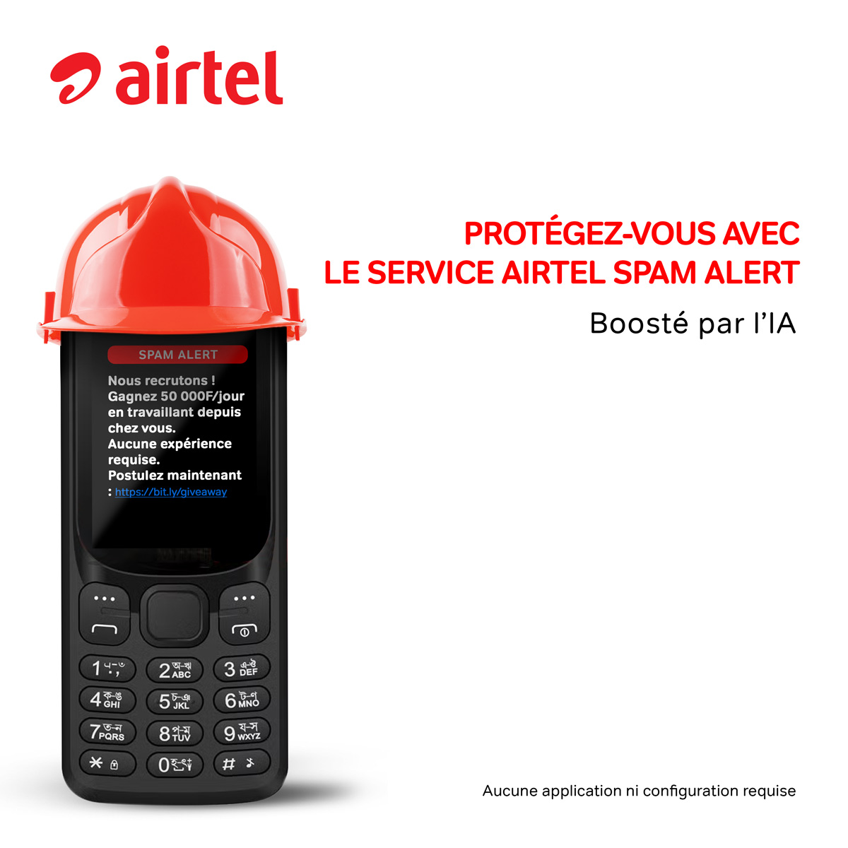 airtelniger's tweet image. « Spam Alert » d’Airtel Niger, le gilet de protection contre les SMS frauduleux
 Chez Airtel Niger, nous savons que le spam est à l’origine de nombreuses fraudes. Grâce à l’IA, nous agissons de manière proactive pour vous protéger de ces arnaques.
#AirtelNiger #SpamAlert