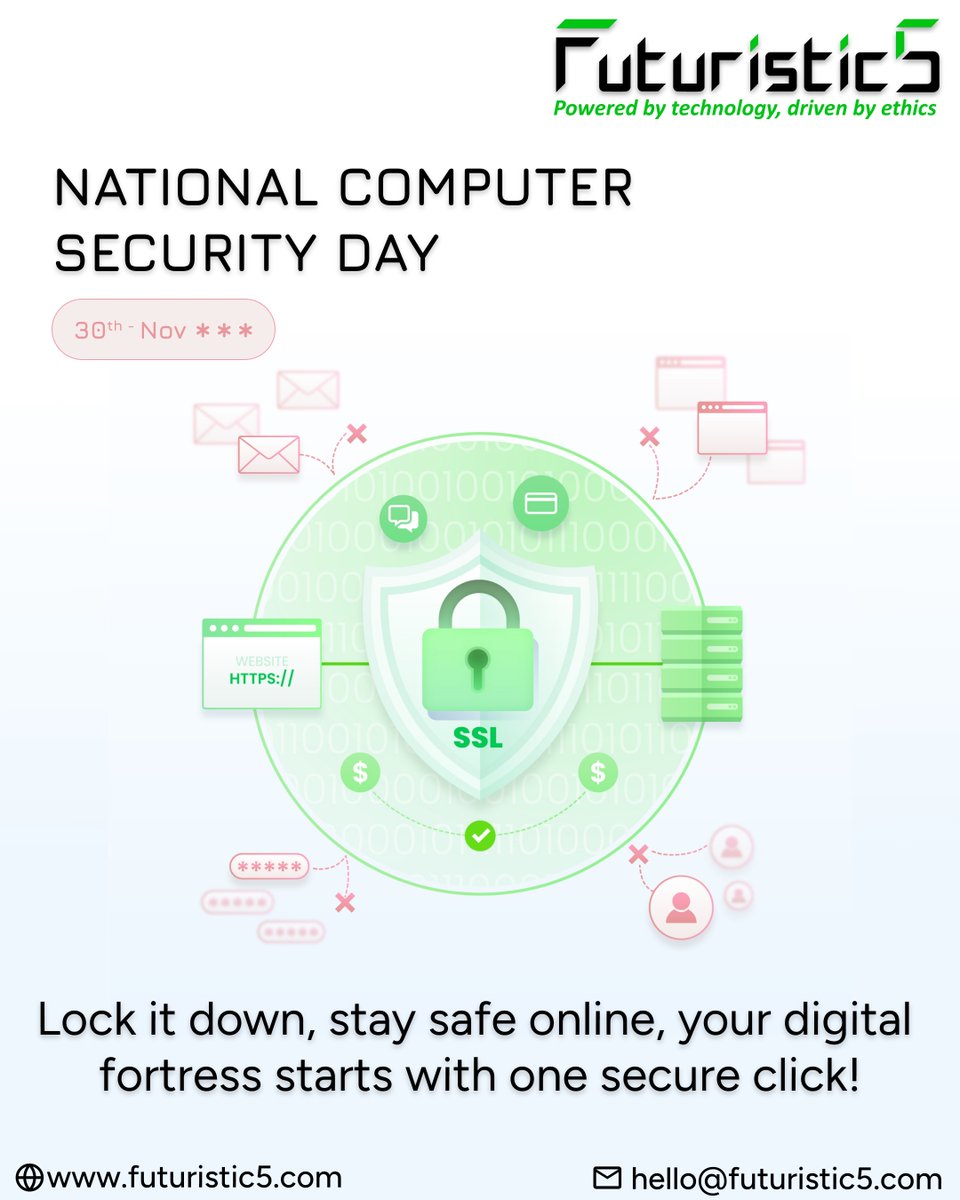 _Futuristic5's tweet image. Cyber threats evolve daily, security must evolve faster. 🔐
Small steps = massive protection. Stay secure.

For IT solutions⬇️
🌐 futuristic5.com
📩 hello@futuristic5.com

#ComputerSecurityDay #CyberProtection #Futuristic5 #TechSecurity #India #Pune #Technology