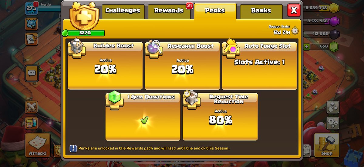 Kexthebiscuit's tweet photo. @ClashofClans Why does my friend (first two screenshots) have less building time than me (second screenshot) when both have unlocked full building reduction from goldpass? https://t.co/BvknY4sG8K