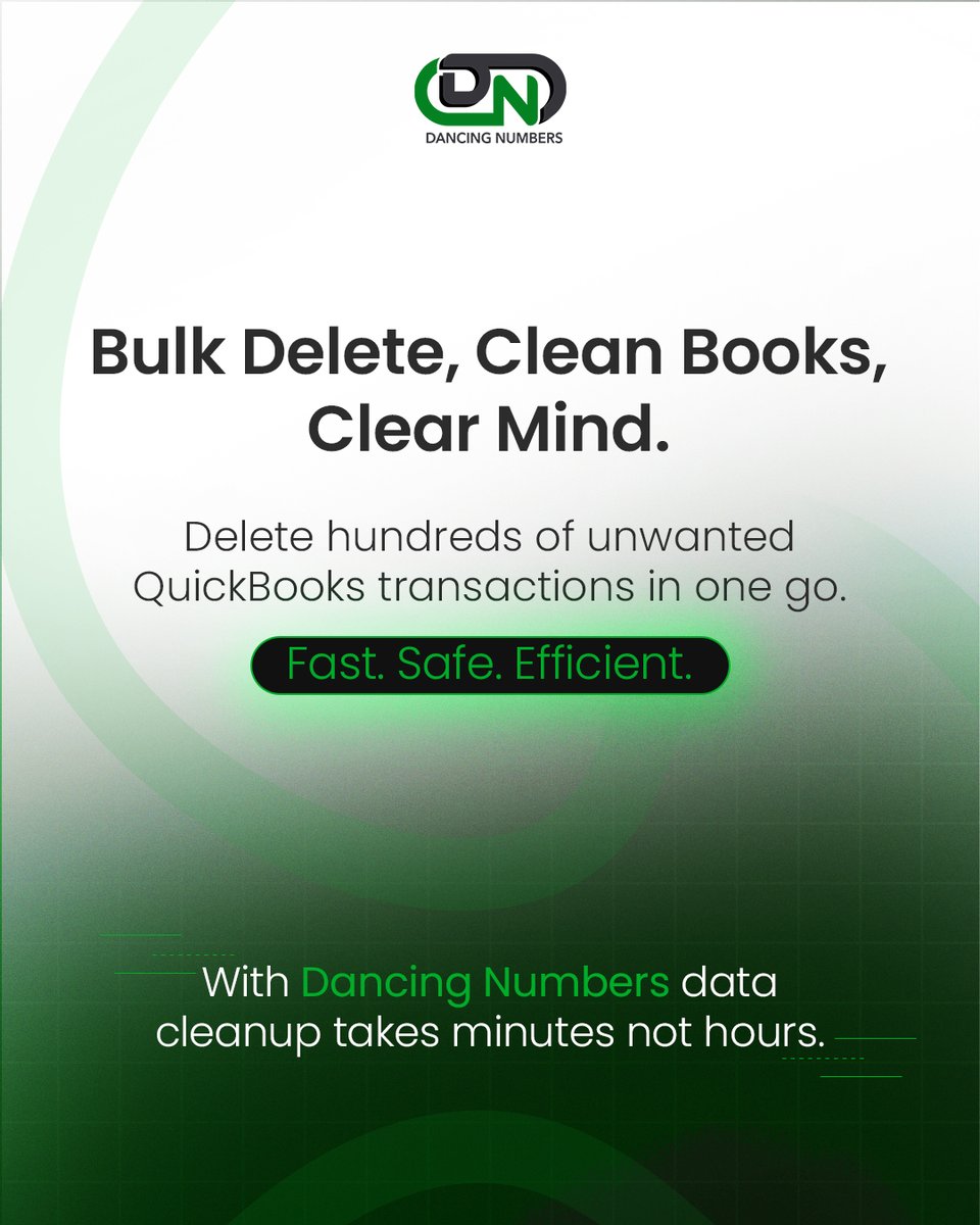 dancingnumbers_'s tweet image. Say goodbye to manual deletions. ✔️
With Dancing Numbers’ Bulk Delete, you can clear unwanted QuickBooks data in just a few clicks - and stay fully audit-ready
#DancingNumbers #QuickBooks #QuickBooksOnline #BulkDelete #AccountingTools #Bookkeeping #AccountantLife #QuickBooksTips