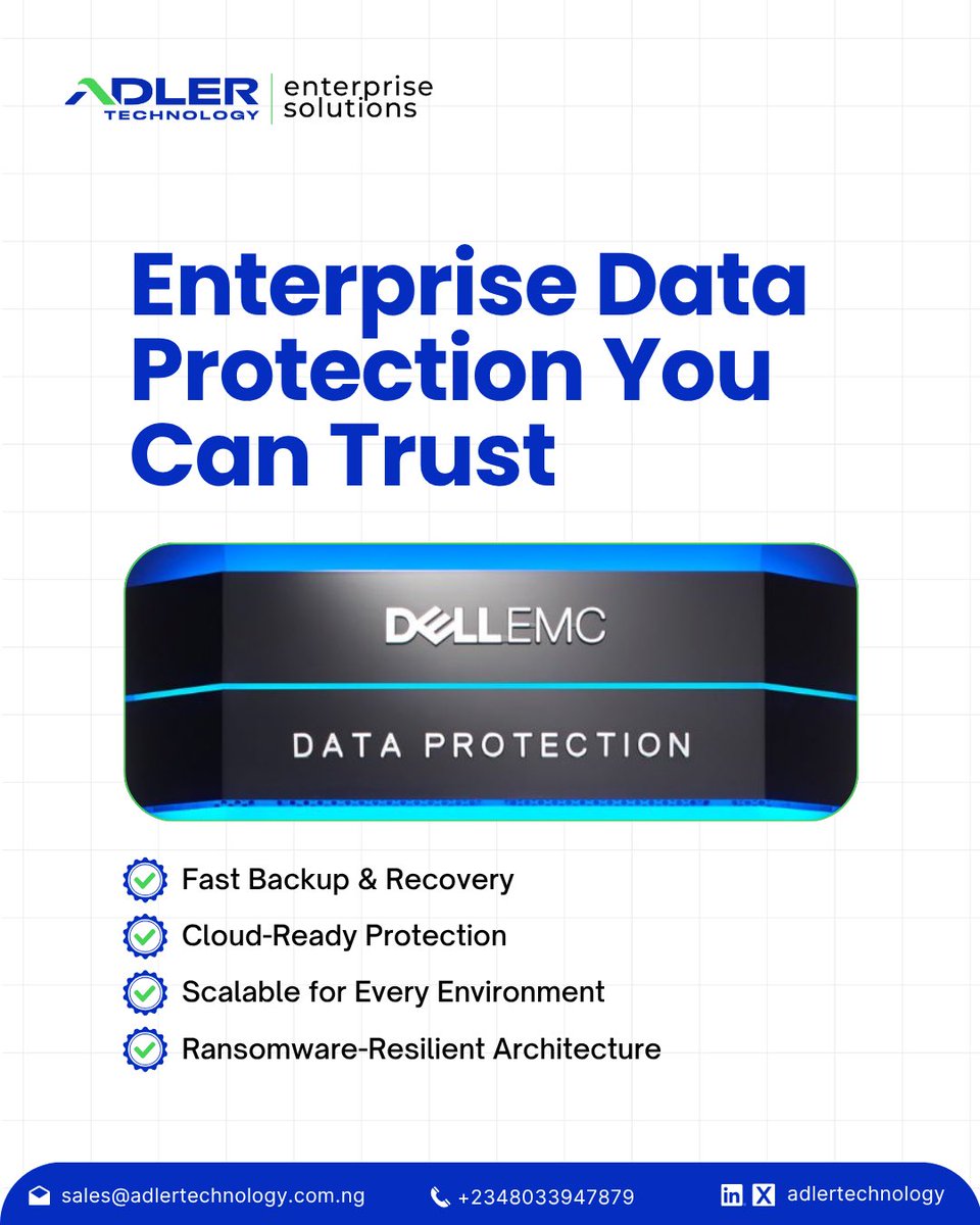 adlertechnology's tweet image. Your data powers your business, keep it protected.
Dell EMC Data Protection Suite delivers fast backup, quick recovery, and ransomware-resilient security for enterprise workloads.

Book Adler Technology for your Backup Solutions.

#adlertechnology #EnterpriseSolutions