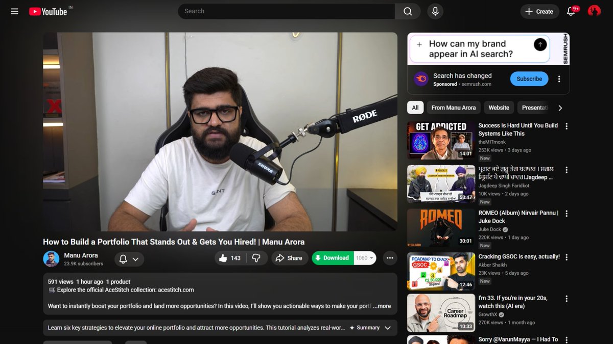 Was thinking of my portfolio, and this video showed up, great video paaaji <a href="/mannupaaji/">Manu Arora</a>