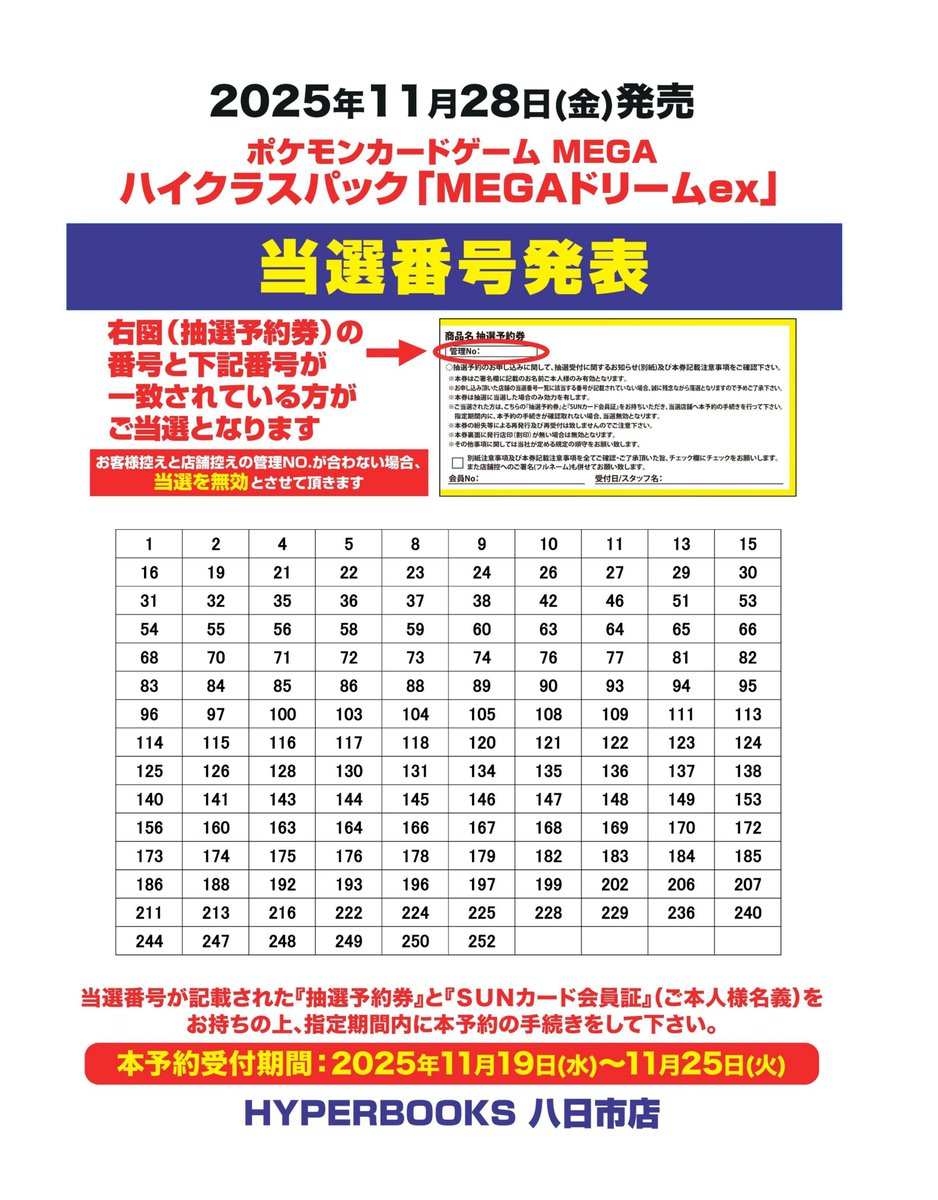 ポケカ 新弾「MEGAドリームex」当選発表です。 当店で当選された方は