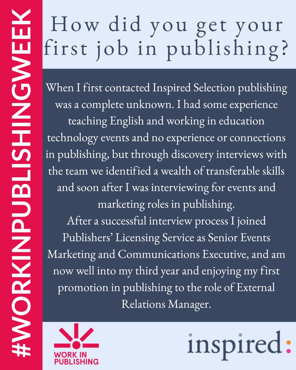 Inspiredjobs's tweet image. It’s Day 2 of #WorkInPublishingWeek, and we’re highlighting more #VoicesOfPublishing!
Today, we’re excited to introduce Esmé Lee, External Relations Manager at PLS who shares her experience and journey with us today! @PublishersAssoc 
#PublishingIndustry #PublishingJourney