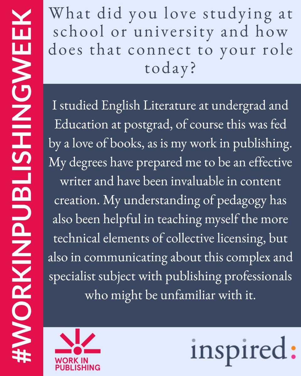 Inspiredjobs's tweet image. It’s Day 2 of #WorkInPublishingWeek, and we’re highlighting more #VoicesOfPublishing!
Today, we’re excited to introduce Esmé Lee, External Relations Manager at PLS who shares her experience and journey with us today! @PublishersAssoc 
#PublishingIndustry #PublishingJourney