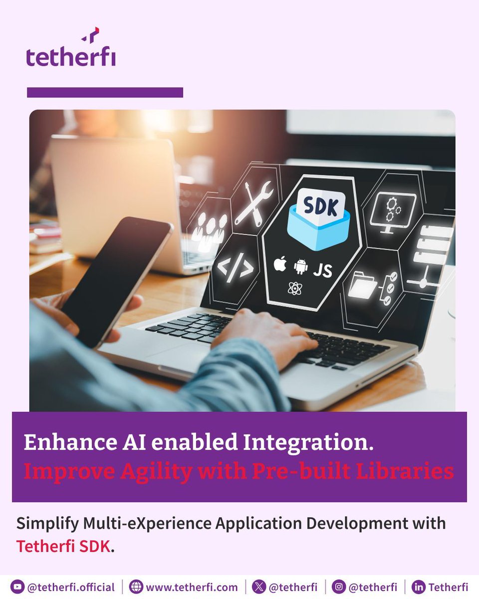 tetherfi's tweet image. Enhance AI-enabled app development with Tetherfi SDK. Integrate audio, video, chat, co-browsing and file sharing into your systems with ease. 

Build faster and deliver stronger digital experiences. 

Request a demo: tetherfi.com/request-demo/

#Tetherfi #SDK