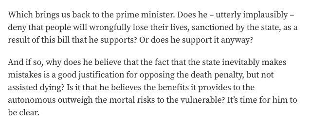 soniasodha's tweet image. Why does Starmer oppose the death penalty on basis mistakes are made, but not assisted dying? Does he really believe vulnerable people won't get sucked into a medically-assisted suicide they shouldn't be able to consent to?

My column @TheNewWorldmag 

thenewworld.co.uk/sonia-sodha-as…