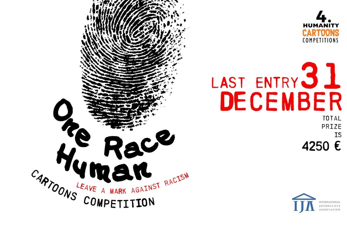 journalists_en's tweet image. The 4th International Humanity Cartoons Competition has begun!
🖋️ Theme: Racism
🌍 Slogan: “One Race: Human”

Submissions are open from 1 November to 31 December 2025

📝Apply here: docs.google.com/forms/d/e/1FAI…

@SolidarityHR @TimeToHelpUK @HumanityCartoon 

internationaljournalists.org/4th-internatio…