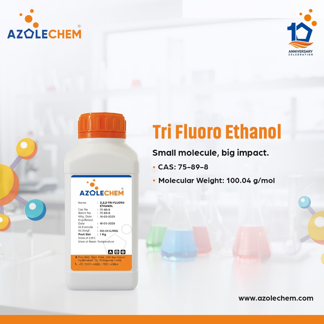 AzoleChem's tweet image. Every breakthrough has a story — and 2,2,2-Tri Fluoro Ethanol is the quiet catalyst behind many. Precision, purity, and performance in one remarkable solvent. 
Visit us: zurl.co/a1erJ 
#ScienceInAction #TriFluoroEthanol #LabEssentials