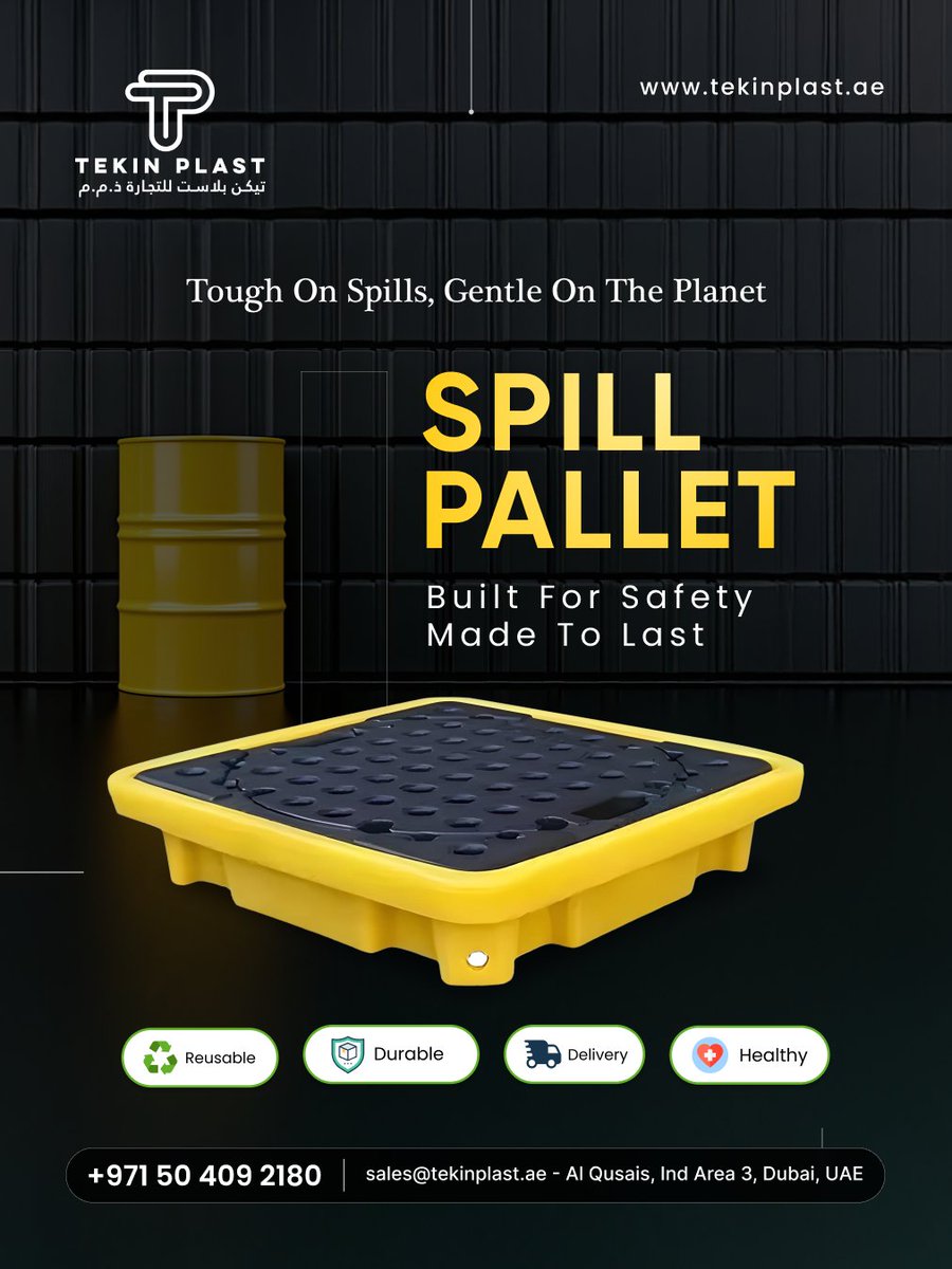 tekin_plast's tweet image. Protect your workplace, your team, and the environment with TEKIN PLAST Spill Pallets

+971 50 409 2180
sales@tekinplast.ae
tekinplast.ae

#SpillPallet #ChemicalSafety #IndustrialSafety #WarehouseSafety #HazardControl #EnvironmentalSafety