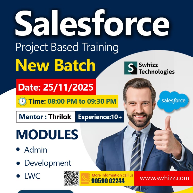 Swhizzofficial's tweet image. 🚀 Salesforce New Batch — 25 Nov 2025
Learn Admin | Dev | LWC with real-time projects.
📞 90590 02244 | swhizz.com
#Salesforce #SalesforceTraining #SalesforceAdmin #SalesforceDeveloper #Varanasi #SheikhHasina #AdhyatmikMarg #Bangladesh #SAKUYA #jhopefashion