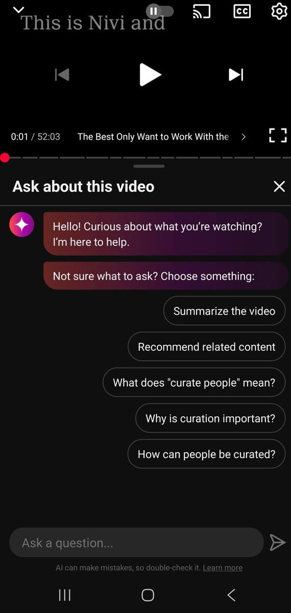 Killer feature on YouTube. This is a gamechanger.