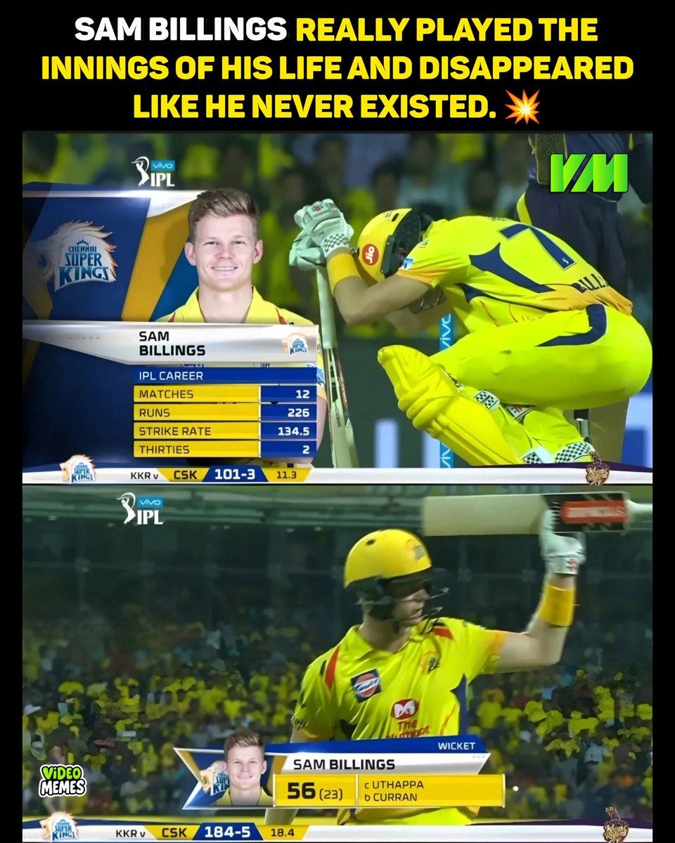VideoMemesIndia's tweet image. When Sam Billings is in form, it’s a reminder of how good he truly is.
Underrated. Elegant. A match-winner on his day. 🔥👏

#SamBillings #PureClass #MatchWinner #QualityPlayer #UnderratedGem #CricketFans #Respect