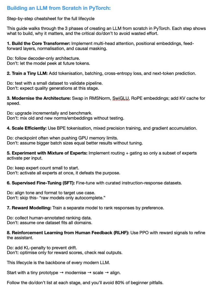 neatprompts's tweet image. This guy literally shows how to build an LLM from scratch in just 6 hours