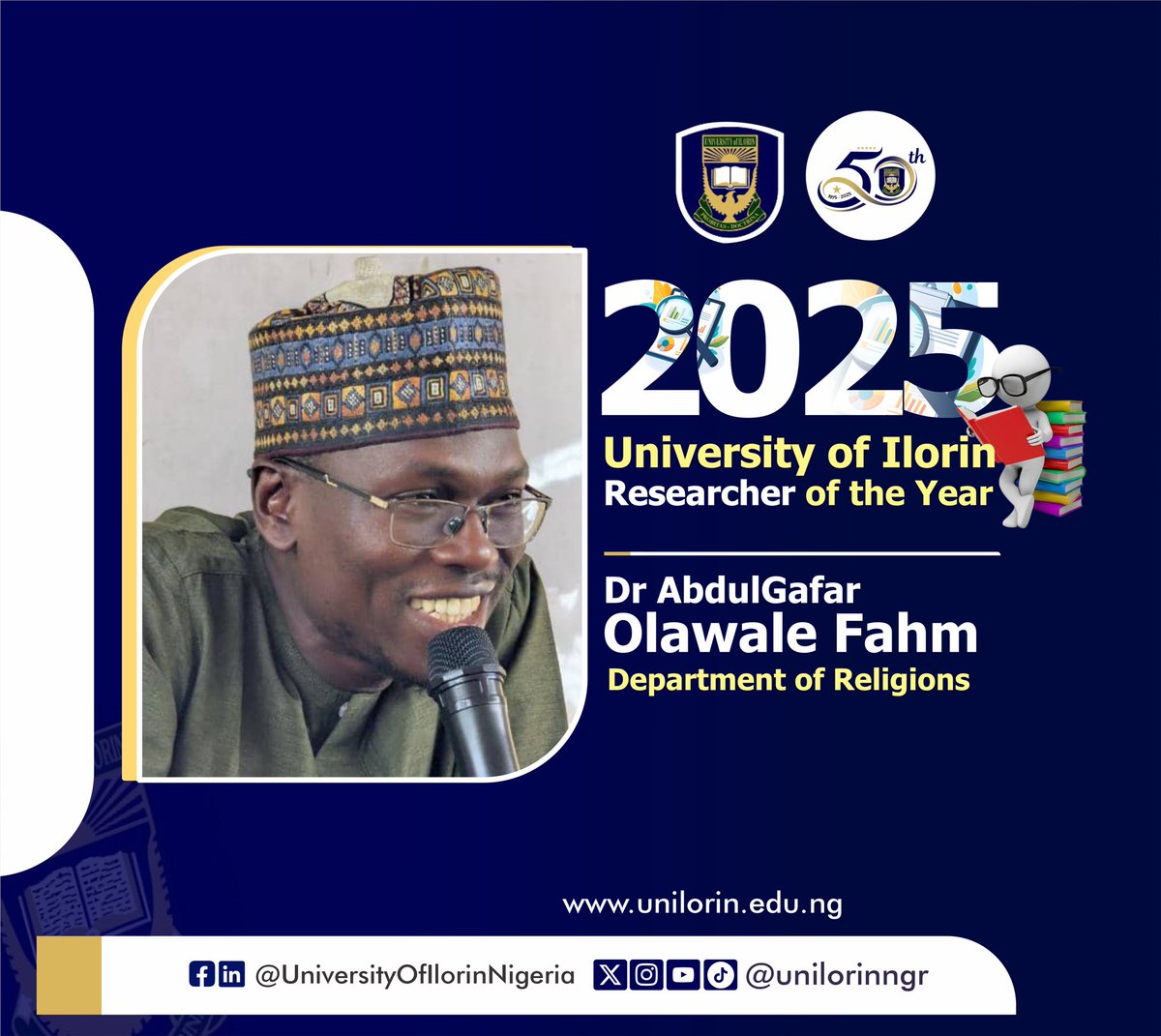 #ICYMI: My recognition, a call to deepen inquiry, UNILORIN Researcher of the Year

👉🏼 unilorin.edu.ng/my-recognition…

Graphics: <a href="/MuqtadirYunus/">A.Muqtadir YUNUS</a>
#UNILORIN | #BetterByFar🎓 | #ProbitasDoctrina