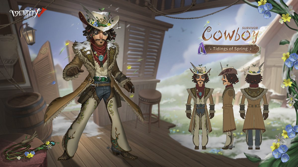 GameIdentityV's tweet image. Dear Visitors,
As the ice and snow began to melt, life returned to the earth, and he knew the harsh winter of fate had passed.
Please check out the details of Cowboy ONCE Cosutme Tidings of Spring.
#IdentityV #Cowboy #ONCE
