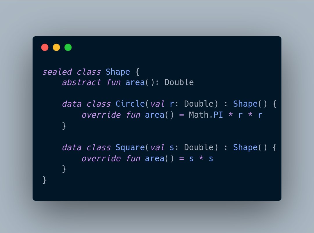 kumarpiyush921's tweet image. Kotlin Sealed Class Trick

Sealed classes guarantee exhaustiveness — but the real power is this:
You can attach state + behavior to each variant.

Each type carries its own logic → no when mess, no utils, no boilerplate.
It’s polymorphism with safety 🔥
#Kotlin #SealedClasses