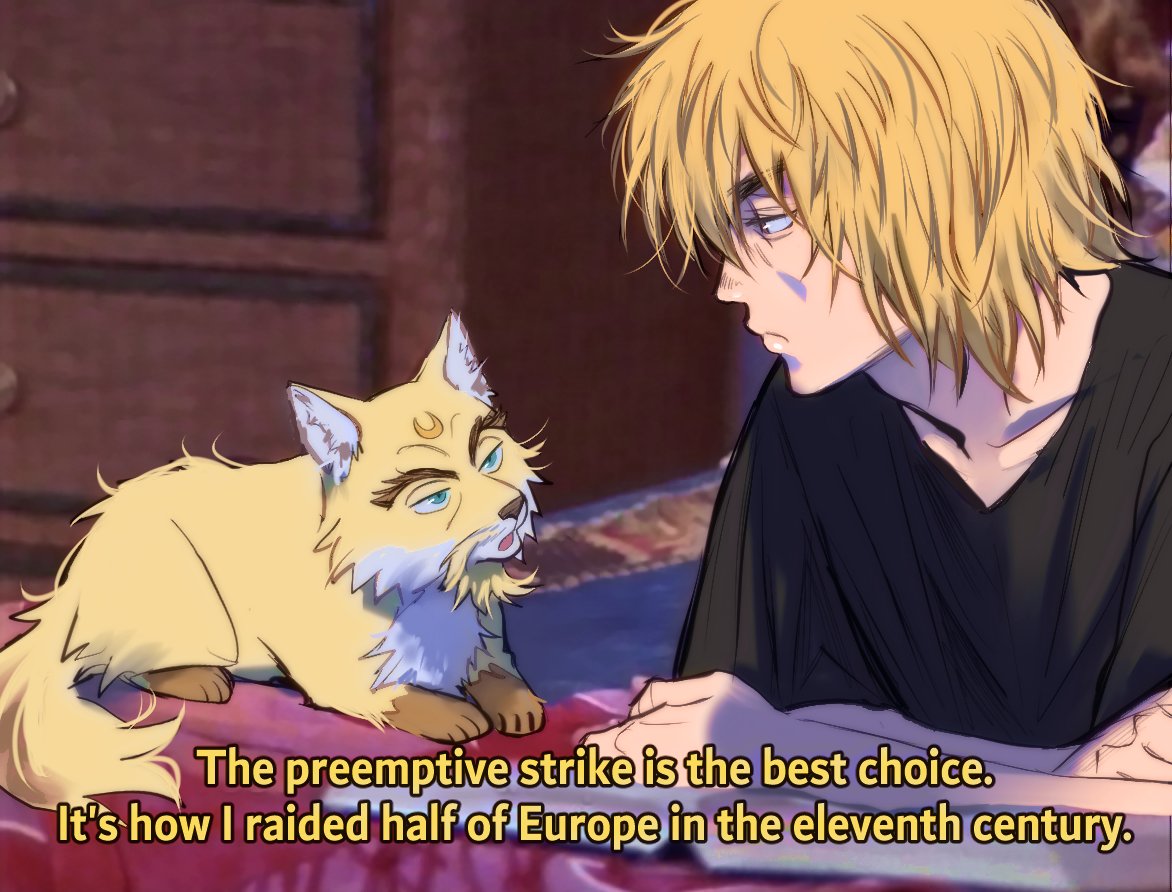 magical warrior thorfinn and his magical wolf pet askeladd