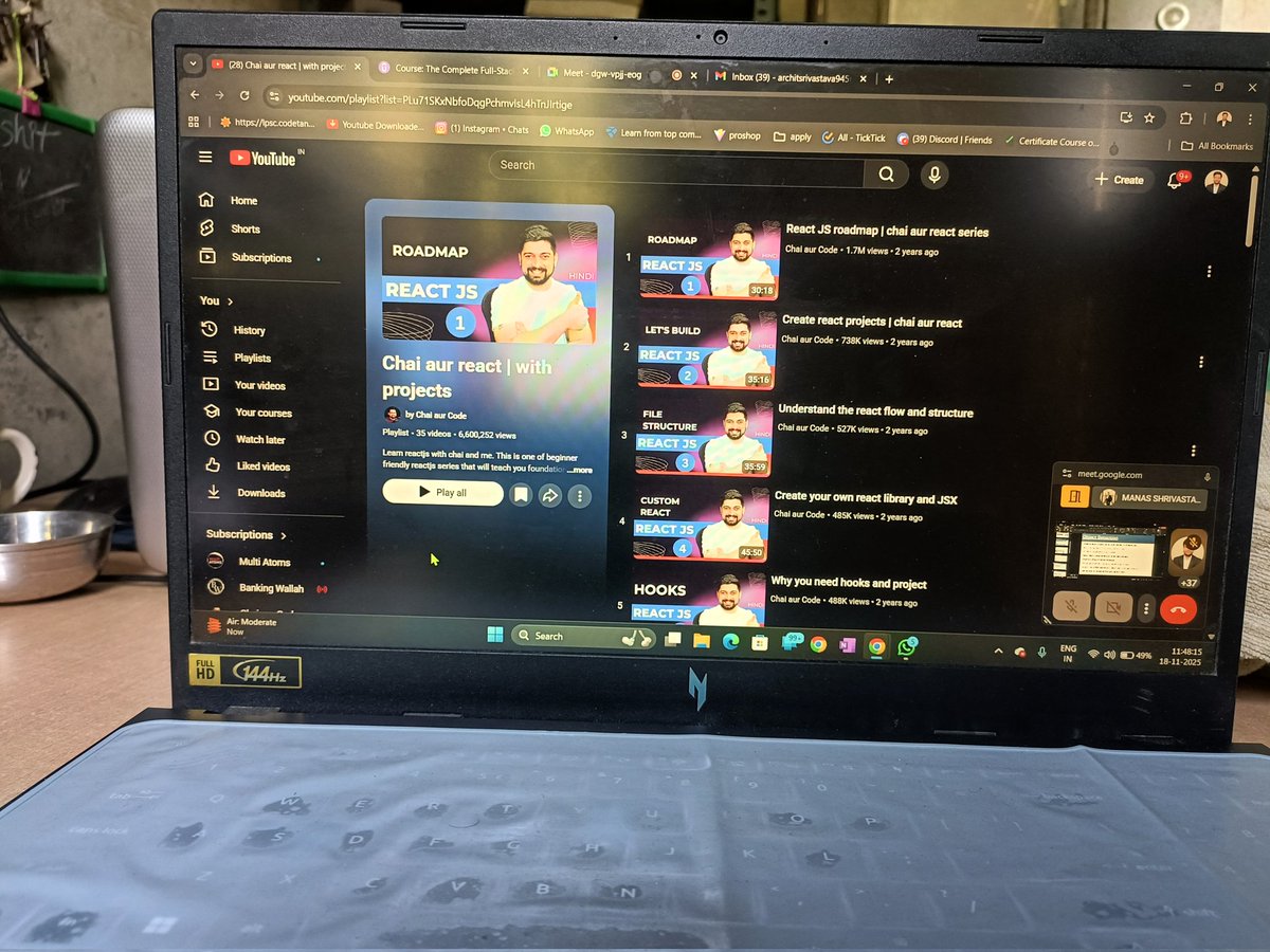 Archit_Sri_'s tweet image. If you know, you know. ☕
Starting the legendary &quot;Chai aur React&quot; playlist. I’ve heard this is the gold standard for actually understanding the core flow, not just the syntax. Time to learn hooks, components, and the Virtual DOM.

#React #LearningToCode #ChaiAurCode