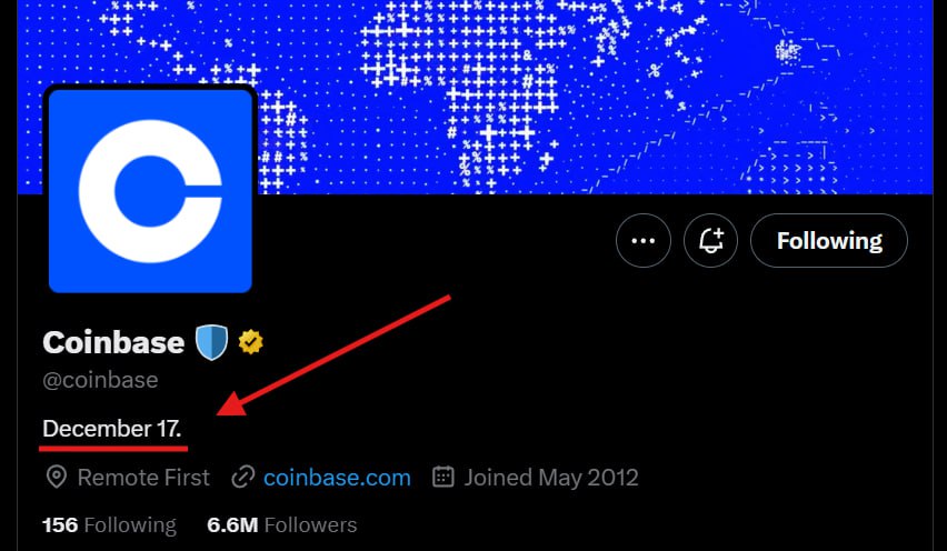 mirajweb3's tweet image. 📢 @coinbase just updated ,z.m December 17.
Community is already buzzing… 👀

Could this be a hint toward a @base TGE,
or is some a,thing entirely different on the way?

either way, the timing is interesting.