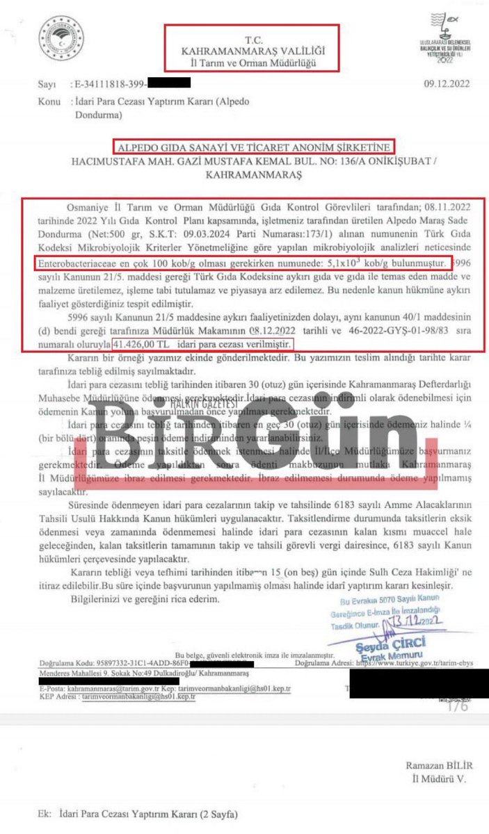 Ürünlerinde sağlığa zararlı bakteri tespit edilen ve “yerli ve milli” olduğunu iddia eden Alpedo Dondurma’da, Bakanlık tarafından yapılan denetimlerde daha önce de sınır değerin 51 katı bakteri bulunduğu ve firmaya yalnızca 41 bin TL idari para cezası verildiği ortaya çıktı.