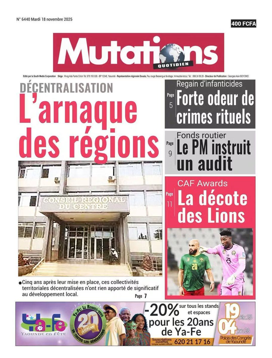 dashmedianews's tweet image. QUELQUES UNES DU 18 NOVEMBRE 2025

#highlights #followers #revue #presse #dashmedia #DashTv