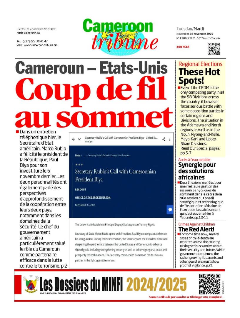 dashmedianews's tweet image. QUELQUES UNES DU 18 NOVEMBRE 2025

#highlights #followers #revue #presse #dashmedia #DashTv