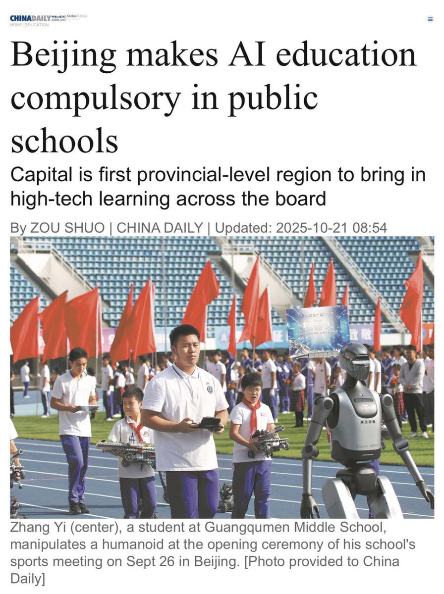 MonishR's tweet image. China Embraces AI education at school level. @naralokesh
technologyreview.com/2025/07/28/112…